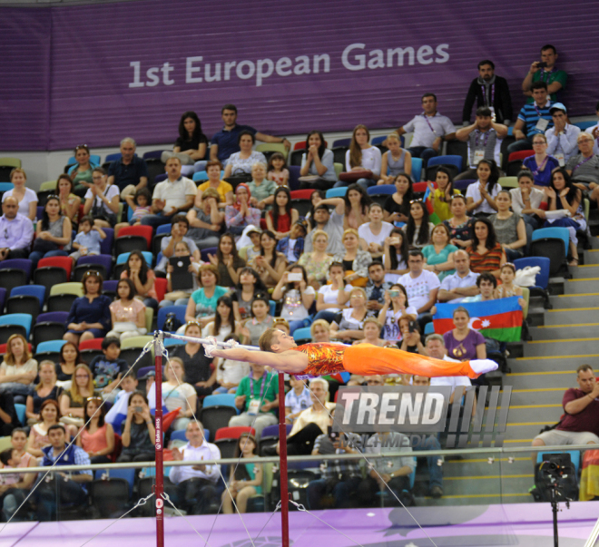 Azərbaycan gimnastı Oleq Stepko Avropa Oyunlarında gümüş medal qazandı. Bakı, Azərbaycan, 18 iyun 2015